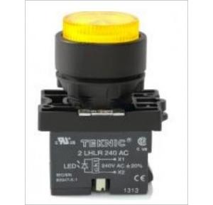 Teknic Yellow Led /Yellow Lens Illuminated Actuator Bayonet With LED Bulb BA9S Type, P2ALP8LB